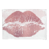  roze lip opdruk, roos goud. kussensloop (Voorkant)