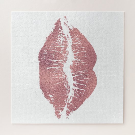 roze lip opdruk, roos goud. legpuzzel (Horizontaal)