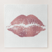 roze lip opdruk, roos goud. legpuzzel (Verticaal)
