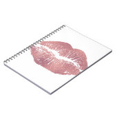 roze lip opdruk, roos goud. notitieboek (Linkerzijde)