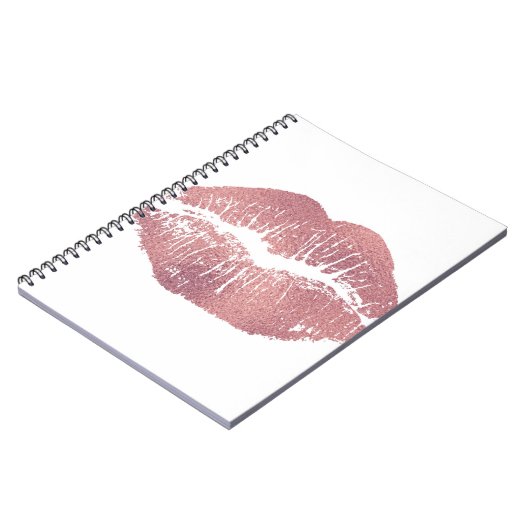 roze lip opdruk, roos goud. notitieboek (Linkerzijde)