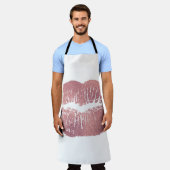  roze lip opdruk, roos goud. schort (Gedragen)