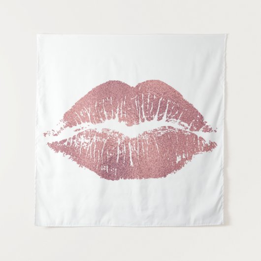  roze lip opdruk, roos goud. wandkleed (Voorkant)