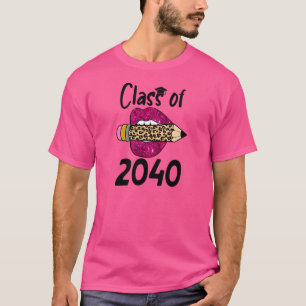 Roze lip potlood terug naar schoolklasse 2040 Grow T-shirt