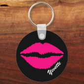 Roze lip Print Custom Sleutelhanger (Voorkant)