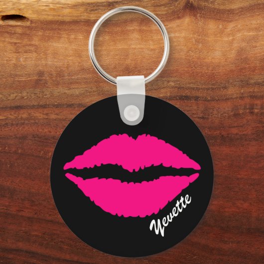 Roze lip Print Custom Sleutelhanger (Voorkant)