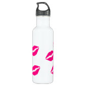 Roze lip-Prints Waterfles (Achterkant)