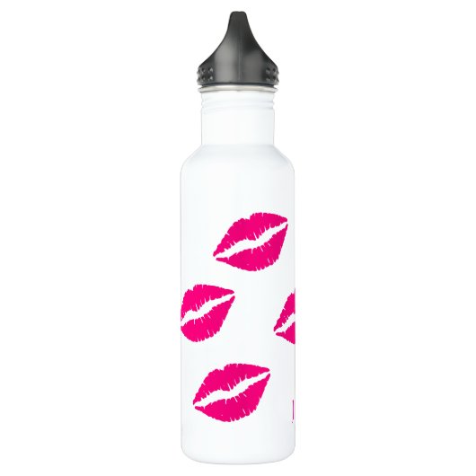 Roze lip-Prints Waterfles (Links)