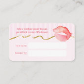 Roze Lipgloss en Stripes Make-up Referral Kaart (Achterkant)