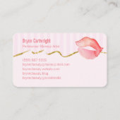 Roze lipgloss en Stripes Makeup Visitekaartje (Achterkant)