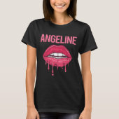 Roze Lippen - Angeline Naam T-shirt (Voorkant)