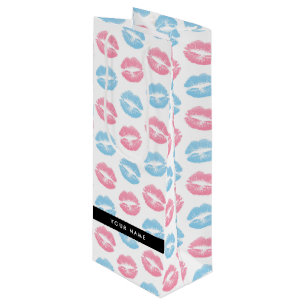 Roze Lippen, Blauwe Lippen, Kus, Je Naam, Personal Wijn Cadeautas