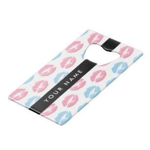 Roze lippen, blauwe lippen, kus, Jouw naam, person Creditkaart Flessenopener