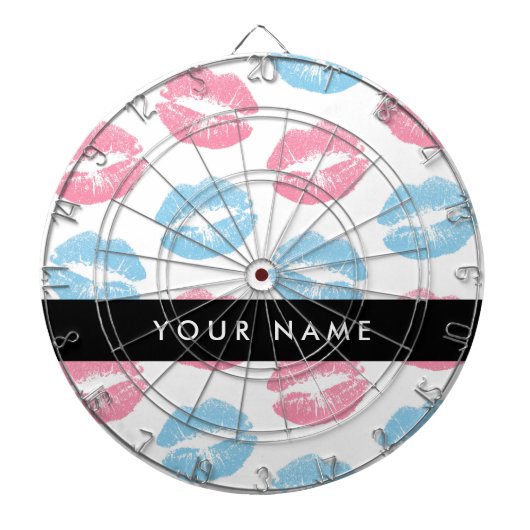 Roze lippen, blauwe lippen, kus, Jouw naam, person Dartbord (Voorkant)