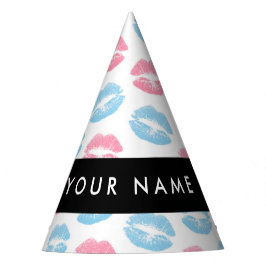 Roze lippen, blauwe lippen, kus, Jouw naam, person Feesthoedjes