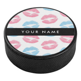 Roze lippen, blauwe lippen, kus, Jouw naam, person Hockey Puck