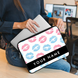 Roze lippen, blauwe lippen, kus, Jouw naam, person Laptop Sleeve