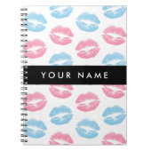 Roze lippen, blauwe lippen, kus, Jouw naam, person Notitieboek (Voorkant)