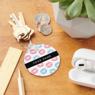 Roze lippen, blauwe lippen, kus, Jouw naam, person Sleutelhanger