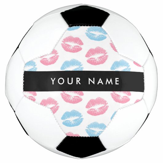 Roze lippen, blauwe lippen, kus, Jouw naam, person Voetbal (Voorkant)
