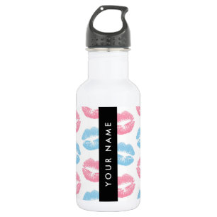 Roze lippen, blauwe lippen, kus, Jouw naam, person Waterfles