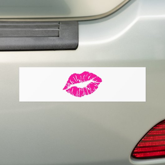 Roze Lippen Bumpersticker (Op auto)
