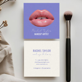 Roze lippen | Cool Blue Make-up Square Vierkante Visitekaartje