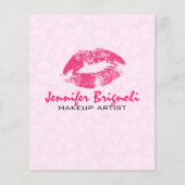 Roze Lippen & Damast Make-up Artiest Design Flyer (Voorkant)