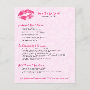 Roze Lippen & Damast Make-up Artiest Design Flyer