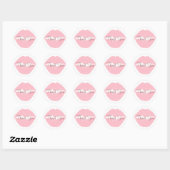 Roze Lippen Dank Je Ronde Sticker (Vel)