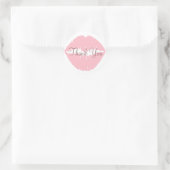 Roze Lippen Dank Je Ronde Sticker (Tas)