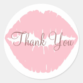 Roze Lippen Dank Je Ronde Sticker