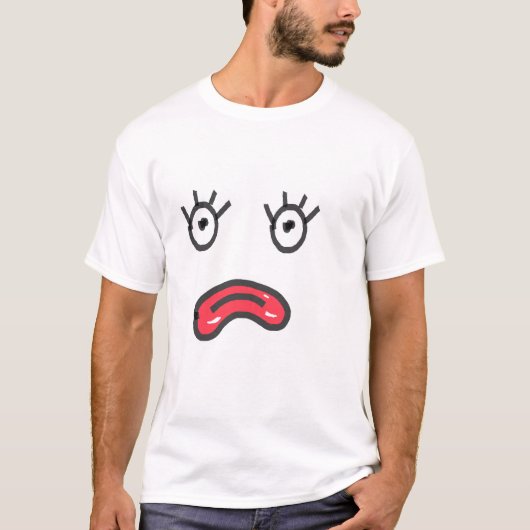 Roze lippen droevig gezicht t-shirt (Voorkant)