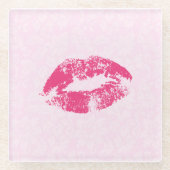 Roze lippen en damast glazen onderzetter (Voorkant)