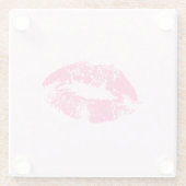 Roze lippen en damast glazen onderzetter (Achterkant)