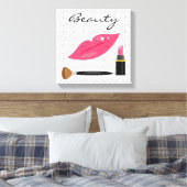 Roze Lippen En Make-up Schoonheid Canvas Afdruk (Insitu (Slaapkamer))