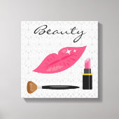 Roze Lippen En Make-up Schoonheid Canvas Afdruk (Voorkant)