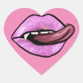 ROZE LIPPEN EN TONG HART STICKER