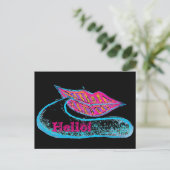 Roze lippen en woordballon of tong briefkaart (Staand voorkant)