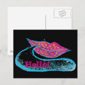 Roze lippen en woordballon of tong briefkaart (Voorkant / Achterkant)