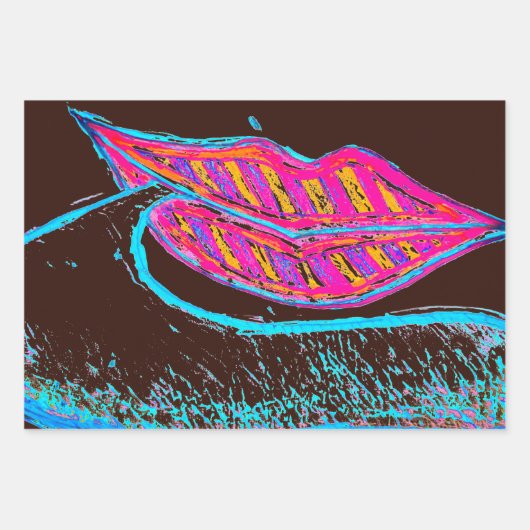 Roze lippen en woordballon of tong inpakpapier vel (Voorkant 3)