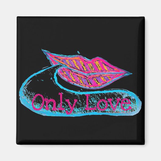 Roze lippen en woordballon of tong magneet (Voorkant)