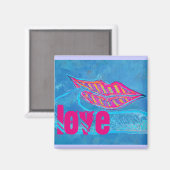 Roze lippen en woordballon of tong magneet (Voorkant / Achterkant)