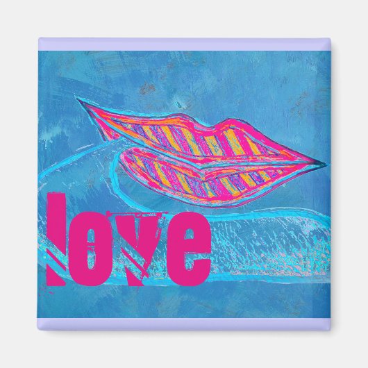 Roze lippen en woordballon of tong magneet (Voorkant)