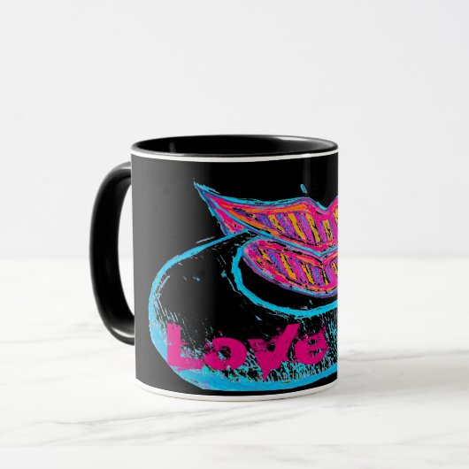 Roze lippen en woordballon of tong mok (Voorkant links)