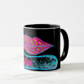 Roze lippen en woordballon of tong mok (Voorkant rechts)