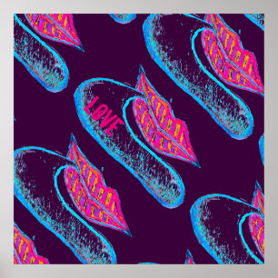 Roze lippen en woordballon of tong poster