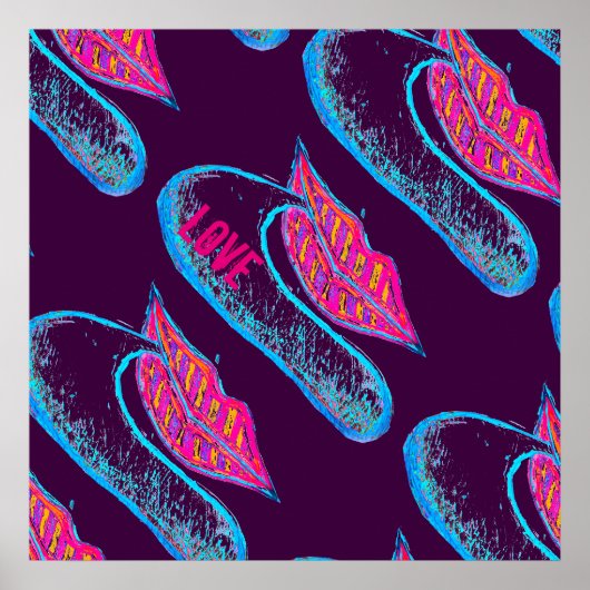 Roze lippen en woordballon of tong poster (Voorkant)