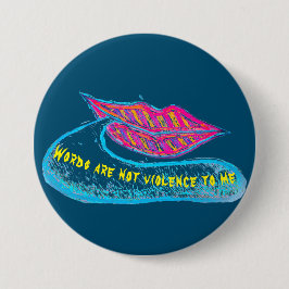 Roze lippen en woordballon of tong ronde button 7,6 cm