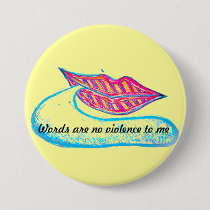 Roze lippen en woordballon of tong ronde button 7,6 cm